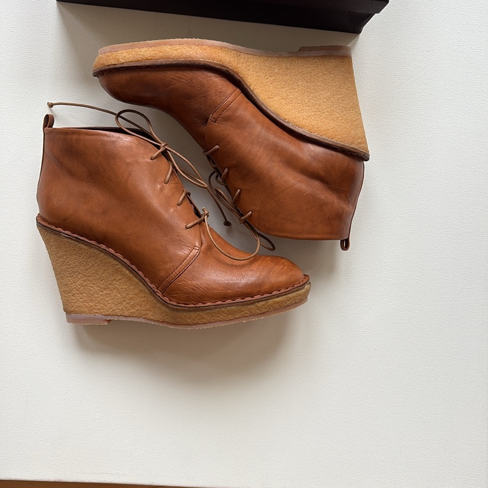Marc By Marc Jacobs Cognac Leather Wedge Booties-NIB-Brown-Size 8.5-9 - Picture 4 of 14